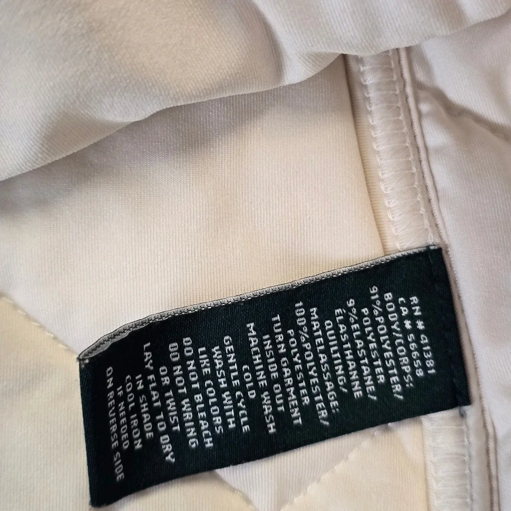 Lauren Ralph Lauren Quilted Vest Womens L Cream Snap Zip Lightweight Jacket